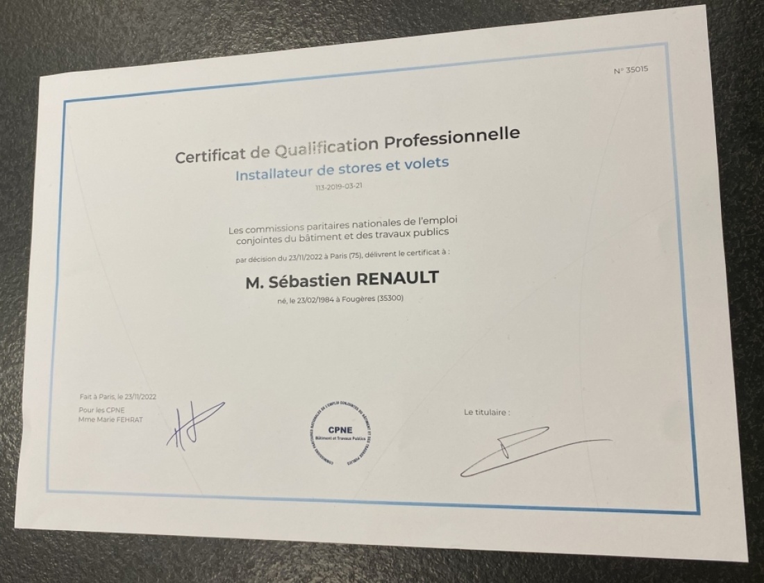 Certification de Qualification Professionnel